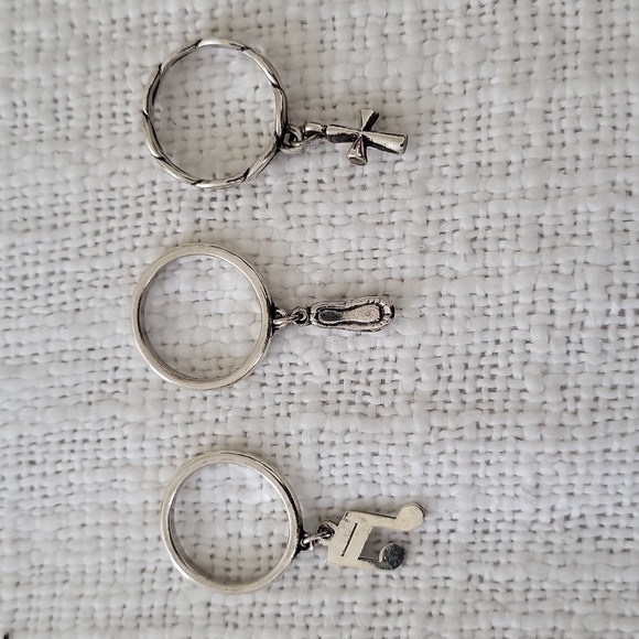James Avery sterling silver dangle rings notes , ballet slipper, twisted cross - Picture 2 of 2